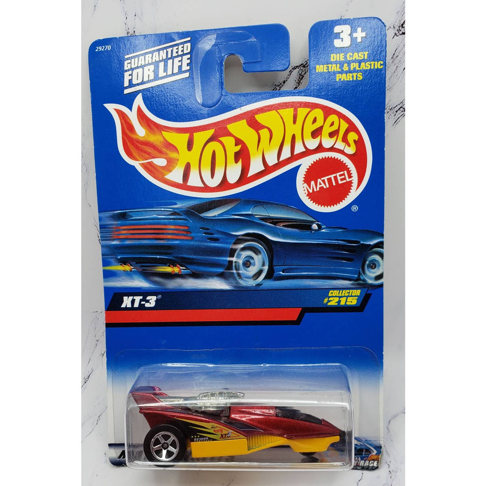Hot Wheels 2000 Mainline XT-3 Red and Yellow With Chrome 5 Spoke Wheels #215